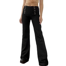 

Women Casual Straight-leg Pants Winter High-waisted Solid Color Trousers