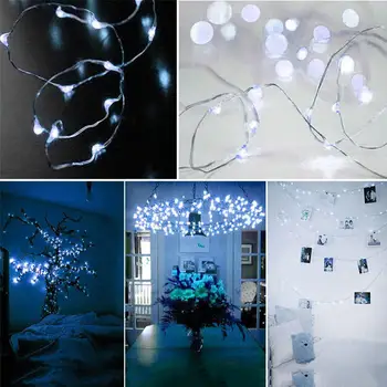 

10M 100LED 3AA Battery Silver Wire String Light Christmas New Year Wedding Decoration Light With 8 Function Remote Control