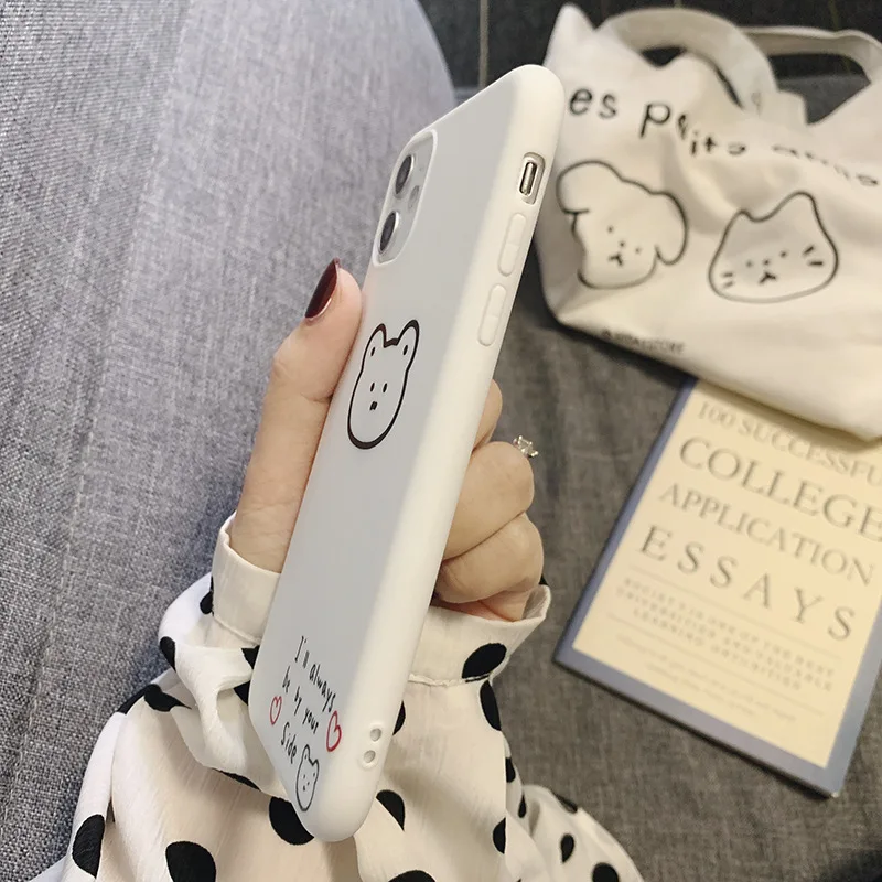 Retro bear diary art Stick figure Graffiti case For iPhone 11 Pro Max case Cute cover for iPhone XS Max XR X 7 8 Plus 7Plus Case