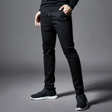Продаются со скидкой! осенние мужские деловые брюки высокого качества с эластичной талией, хлопковые брюки с карманами, черные J9517-78459-E