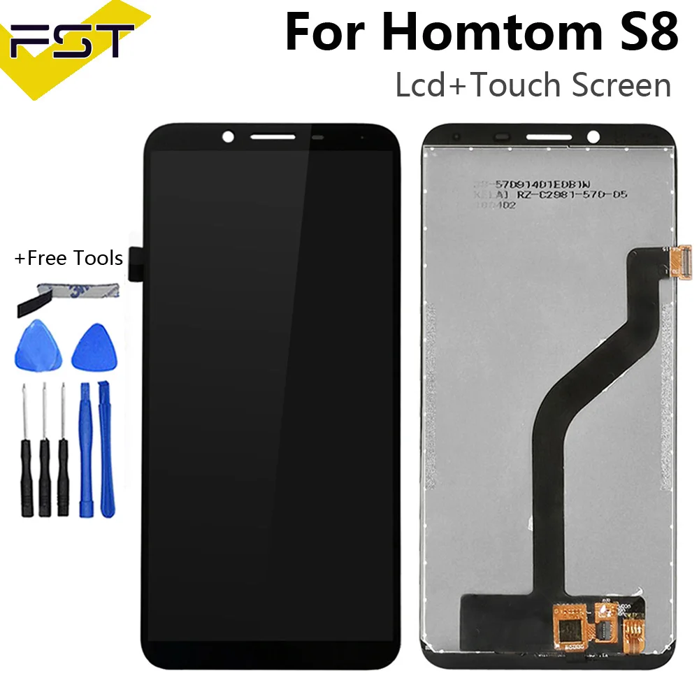 

5.7''Black For Homtom S8 LCD Display with Touch Screen Digitizer Assembly Repair Parts Accessory+Tools+Adhesive