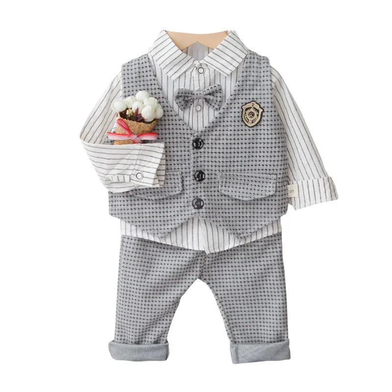 

New Spring Autumn Children Striped Casual Clothes Baby Boys Girls Vest Shirt Pants 3Pcs/Sets Kids Fashion Cotton Tracksuit