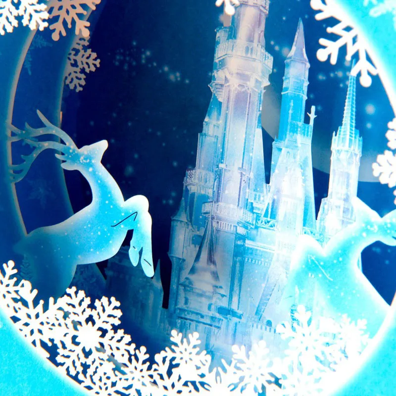  3D Greeting Cards Kids Invitation PostCard Birthday Greeting Cards Handmade Carving Sky-Blue-Snow-I - 4000175441170