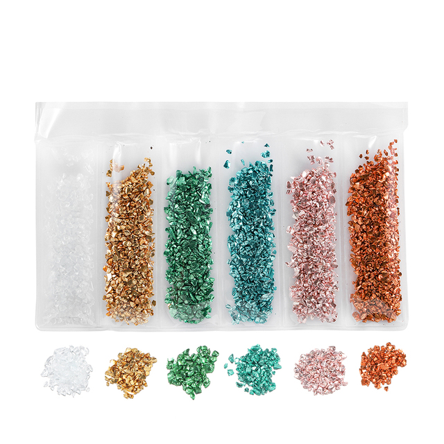 Color Broken Glass Stones Crystal UV Epoxy Resin Filler for DIY Crafts Nail Art Decorations Jewelry Making Mold Fillings