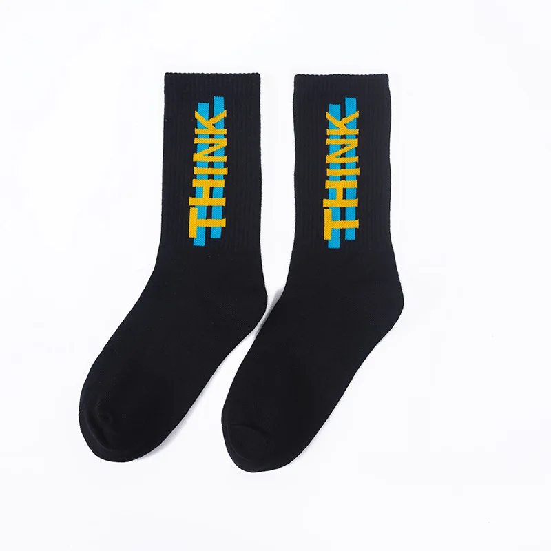 2 пары, модные хип-хоп носки с буквами, мужские и женские носки с героями мультфильмов, хип-хоп, уличный спортивный скейтборд парные носки, Calcetines Hombre - Цвет: Бежевый