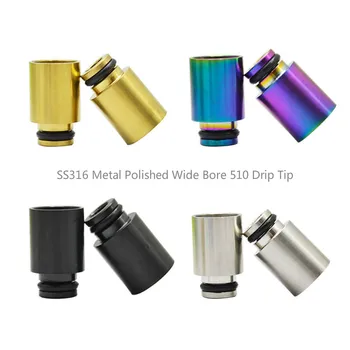 

Replacement Straight Long Style SS316 Metal Polished Wide Bore 510 Drip Tip for wismec amor NS pro/Taifun GT4 GT IV/obscube mini