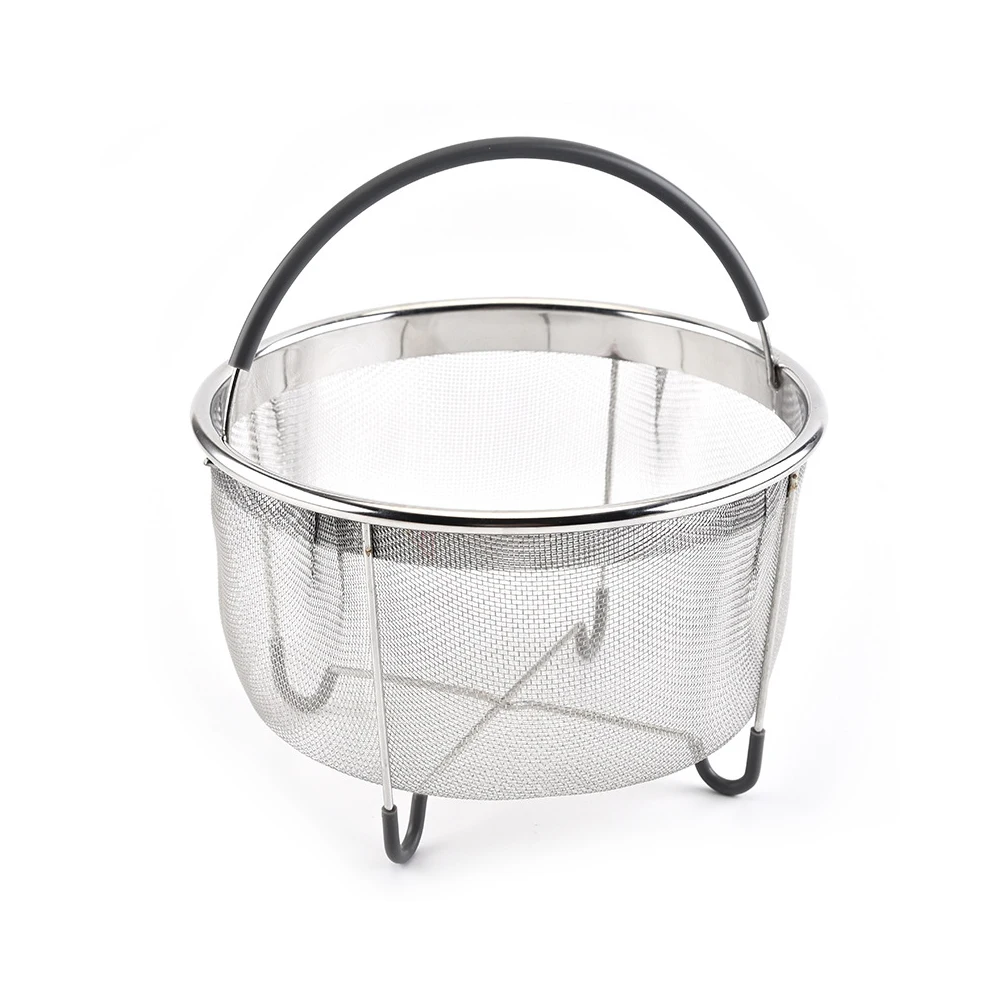 

Vegetable Basket With Handle Stainless Steel Drain Washing Fruit Round Large Capacity Kitchen Organizer Multifunction Portable