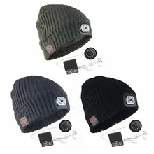 Светодиодный светящаяся шапка уличная Ночная Беговая шапка беспроводная Bluetooth шапочка музыкальная вязаная шапка для спорта на открытом воздухе шапочки для кемпинга