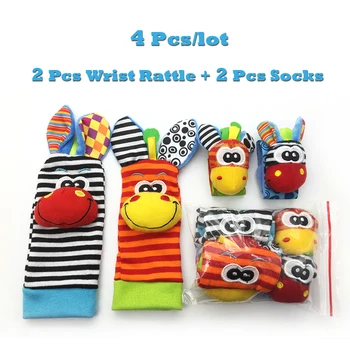 

sozzy 4 pcs/lot (4 pcs=2 pcs waist+2 pcs socks), baby rattle toys Sozzy Garden Bug Wrist Rattle and Foot Socks
