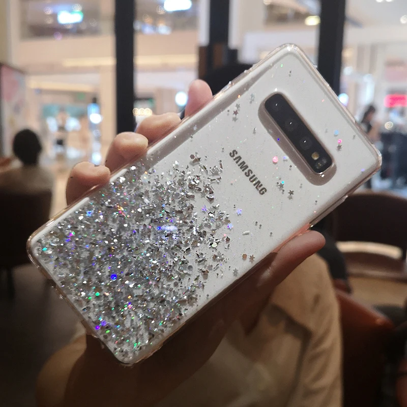 Модный сверкающий блестящий чехол для samsung Galaxy S10 S9 S8 Plus S 10 силиконовый прозрачный