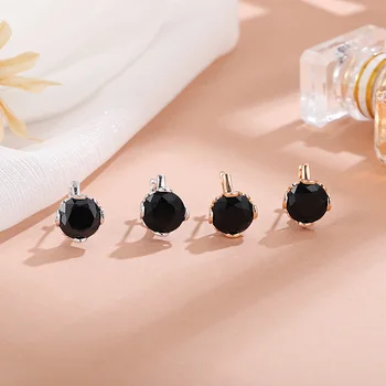 

MAIKALE Classic Round Stud Earrings Colorful Cubic Zirconial Gold Earrings for Women Jewelry Fashion Party Accessories Gift