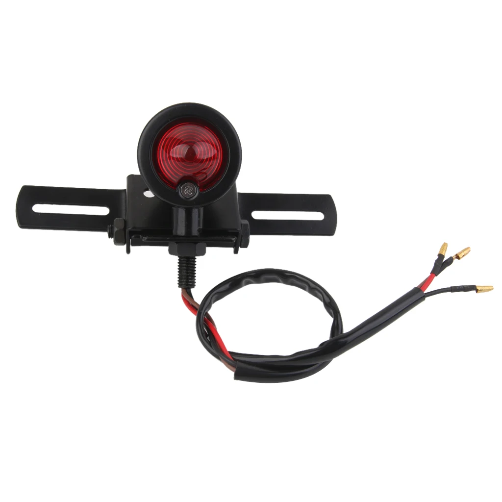 Motorcycle Rear License Brake Black Tail Light For Chopper Bobber 