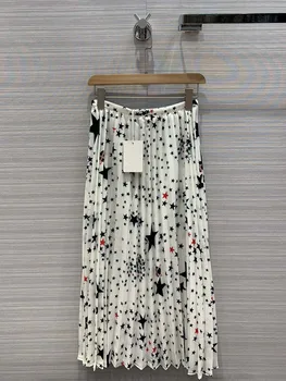 

Chic women's sweet stars print Skirts 2020 Spring Summer runways high quality pleated skirt B760