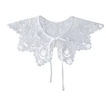 Винтажный Дворцовый стиль, женская кукла, фальшивый воротник, выдалбливают крючком, кружева, половина рубашки, ожерелье, шаль с имитацией жемчуга, галстук-бабочка