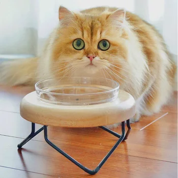 

Pet Bowl Wood Color Ceramic Cat Dog Drinking Water Diet Bowl Dual-use Household Single Bowl Cat Bowl Rack Pet Supplies