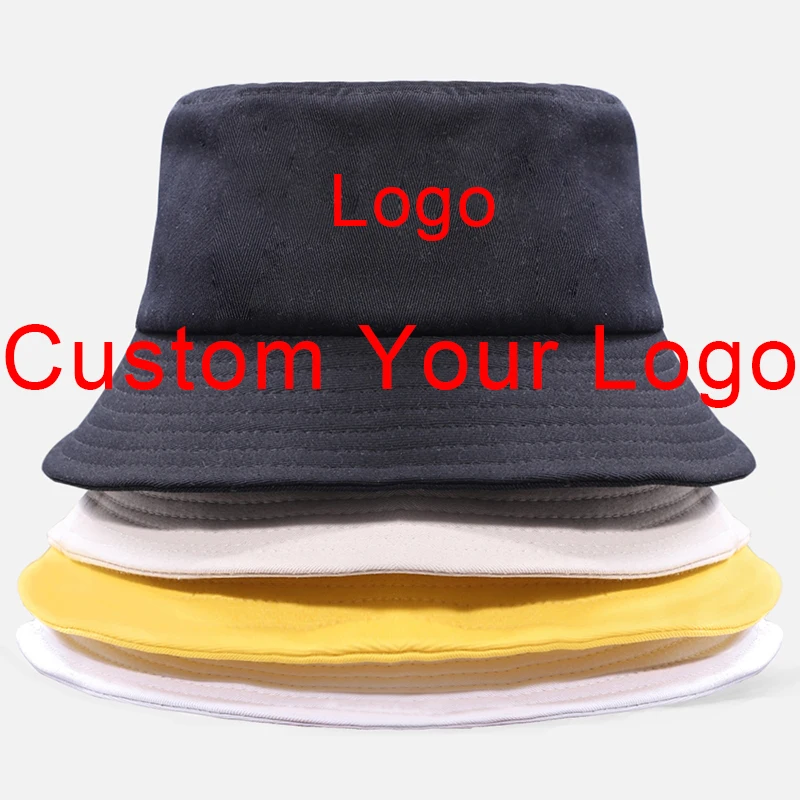 Custom Your Design Logo Bucket Hat Panama custom made Cap Women Men White Black Cotton Outdoor Sunscreen Customize Hats Caps