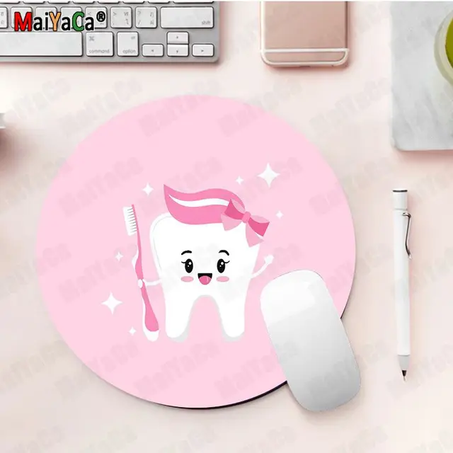 Boy Gift Pad Cute Tooth Natural Rubber Gaming mousepad Desk Mat gaming Mousepad Rug For PC Laptop Notebook 20x20cm