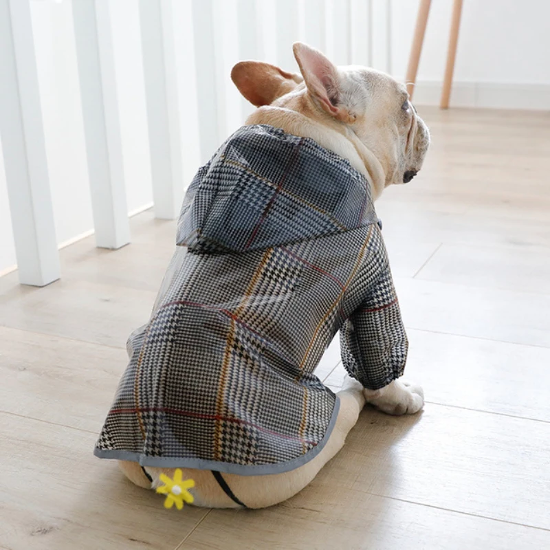 Одежда с Мопсом, плащ с французским бульдогом, вельш корги, пальто, куртка для собак, водонепроницаемая одежда, дождевик, померанский шнауцер, одежда для собак - Цвет: Серый