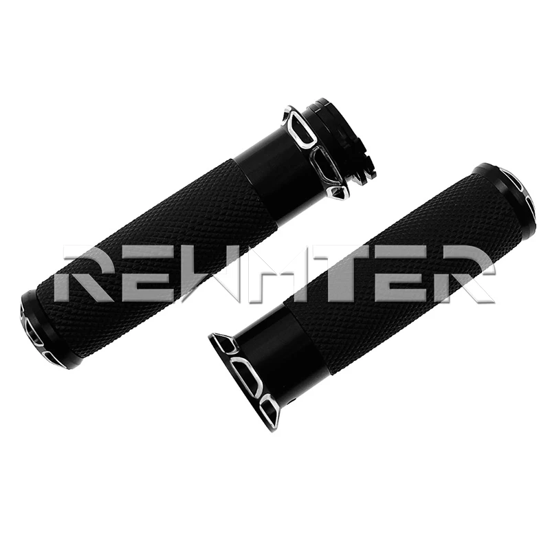 1-25mm-Universal-Handlebar-Grips-Black-Aluminum-CNC-Hand-Grip-For-Harley-Touring-Sportster-Iron-883 (4)