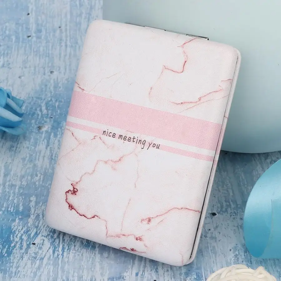 Marbling PU косметическое зеркало с кожаной отделкой портативный складной двухсторонний макияж зеркало для женщин Макияж зеркальные инструменты