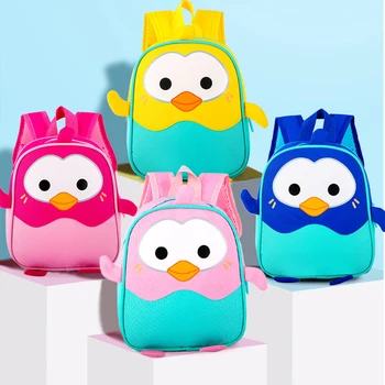 

kids backpack cartoon penguin children satchel fashion boy girl travel storage bag school student briefcase toddler waist bag