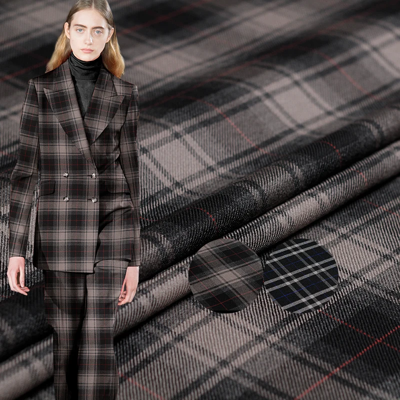 Перламутровый шелк японская пряжа окрашенная клетчатая камвольная шерстяная ткань материал одежды осенние женские костюмы куртка швейная ткань