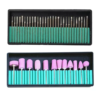 

12Pcs/Set Ceramic Electric Machine Drill Bits File Nail Art Polishing Grinding Carving Buffing Sanding Buffer Head & 30 Piece Ma