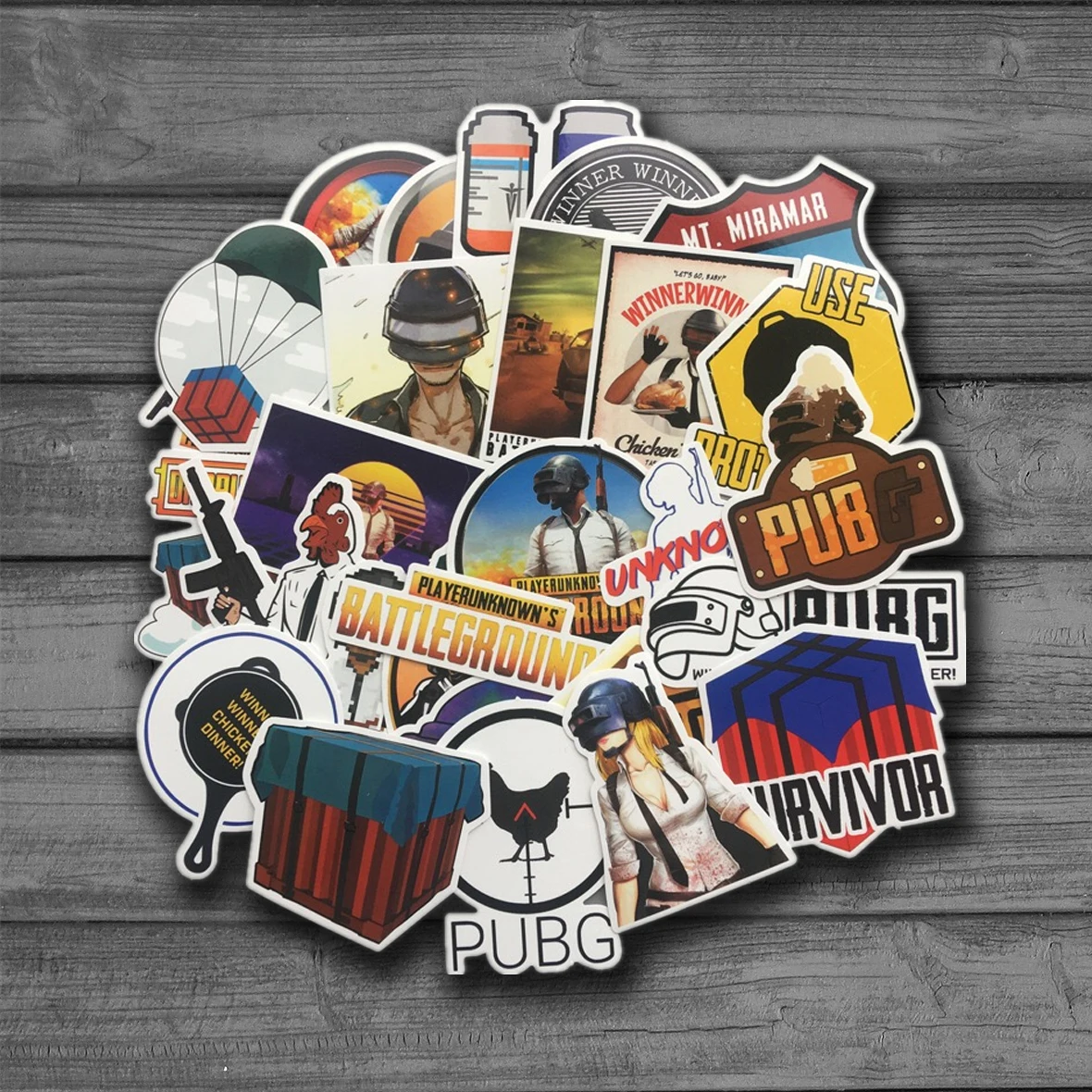 

29Pcs/lot Playerunknows PUBG Game Stickers For Car Laptop Luggage Computer Bicycle Phone case Skateboard Pad Decal Sticker