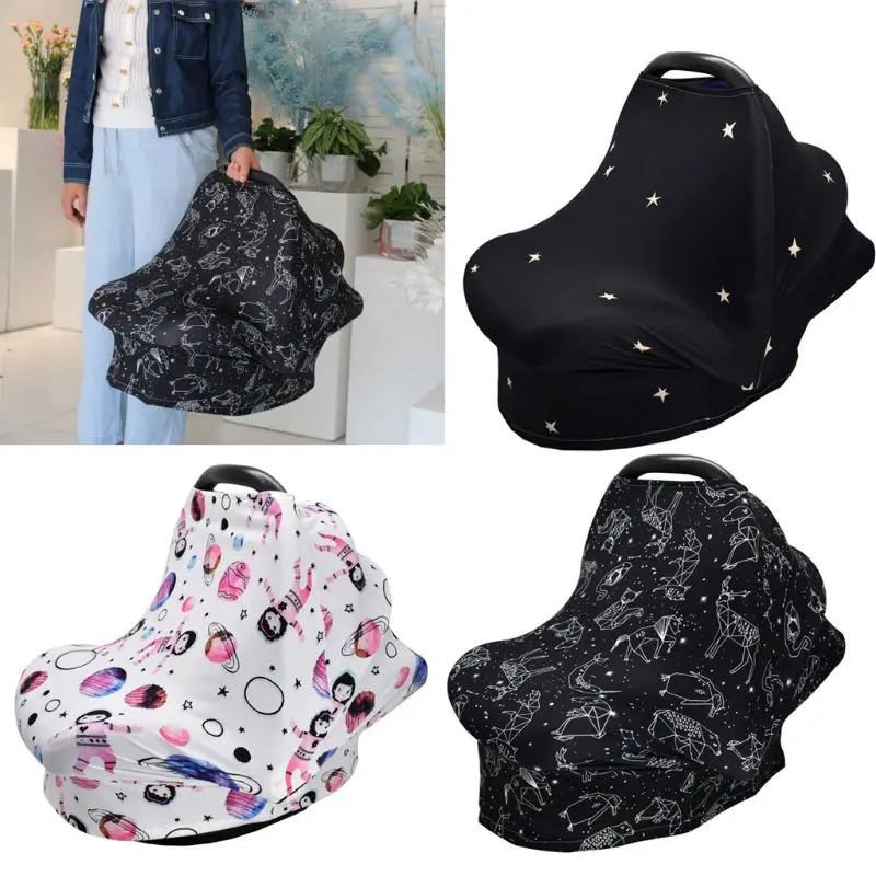 

4-in-1 Multi-use Baby Stretchy Cover Car Seat Canopy/Nursing Cover/Shopping Cart Cover/Infinity Scarf Perfect Gift for Baby #905