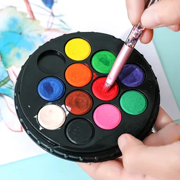 

12/24/36 Colors Solid Water Color Paint Set Watercolor Paint Box Brush Hand-painted Pigment Gouache Storage Drawing Draw Art