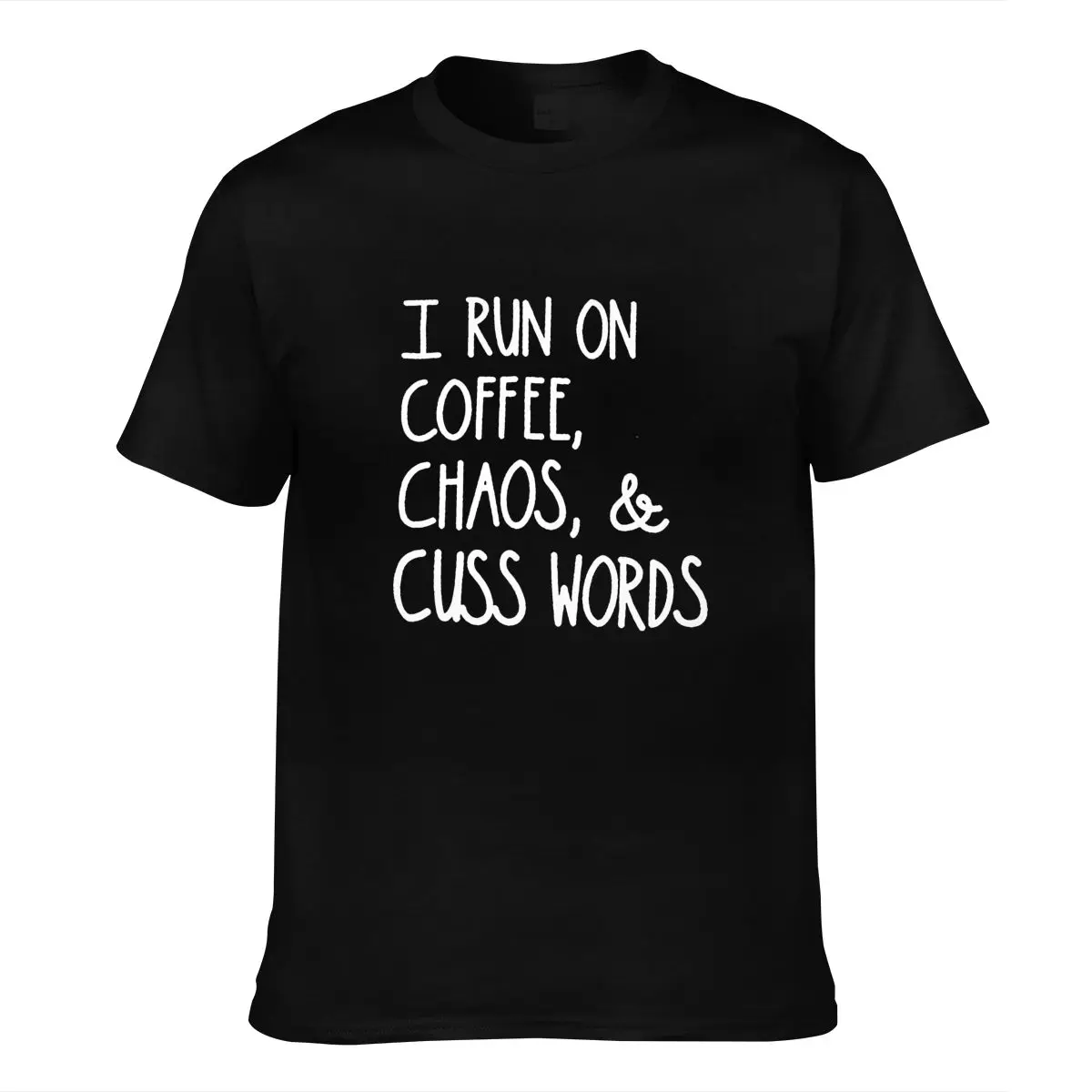 

Summer T-shirt Womens I Run on Coffee Chaos Cuss Words Funny O-neck Short Sleeve Cotton Cn(origin)