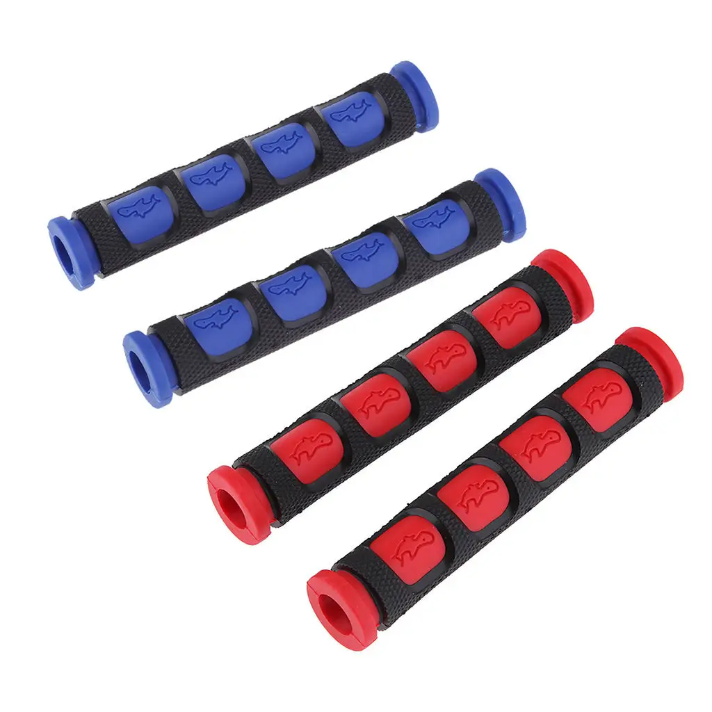 Motorcycle Brake / Clutch Lever Sleeves Hand Grips Blue + Red