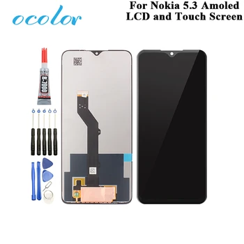 

ocolor For Nokia 5.3 Amoled LCD Display And Touch Screen 6.55" Digitizer Assembly Replacement With Tools Adhesive For Nokia 5.3