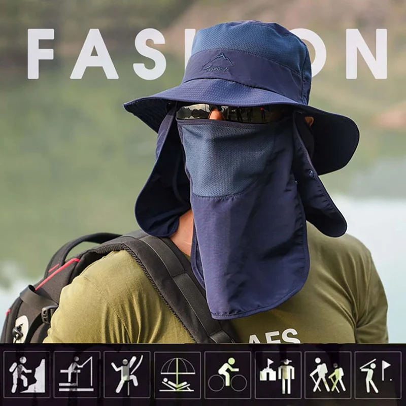 

Fishing Flap Caps Men Women Quick Dry 360 Degree Sunshade UV Protection Removable Face Mask Neck Cover Outdoor Sportswear Caps