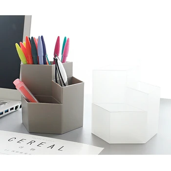 

Multi-function Table Organizer Hexagon Desktop Storage Box Makeup Cosmetic Holder Office Desk Table Pen Pencil Storage Box Case