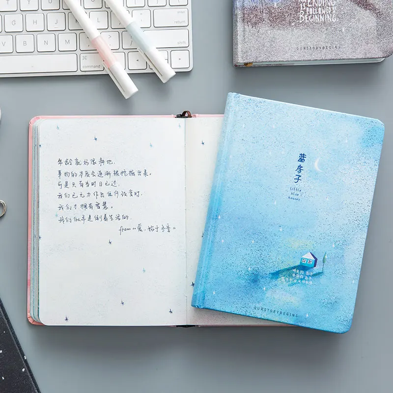 Creative trend Color Pages A5 Notebook Little Blue House Diary Book Hardcover diary Stationery School Supplies Blue Creative trend Color Pages A5 Notebook Little Blue House Diary Book Hardcover diary Stationery School Supplies Blue