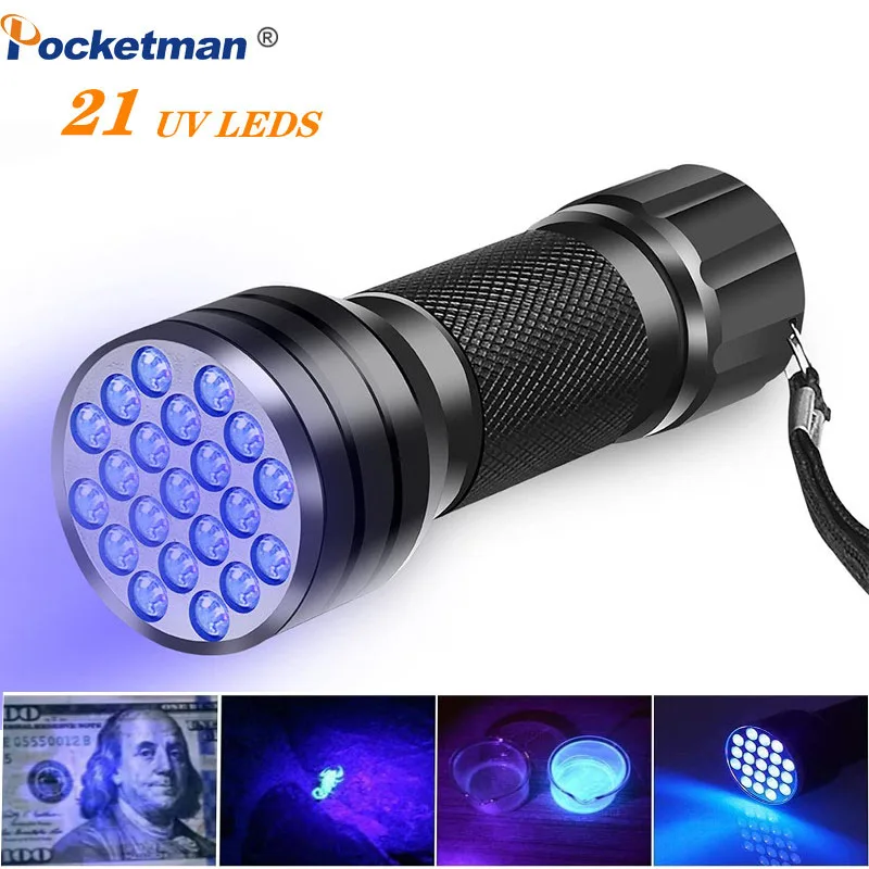 Uv Flashlight， 21led 12led Uv Light 495500nm Led Uv Flashlights For Outside Use、water And Shock