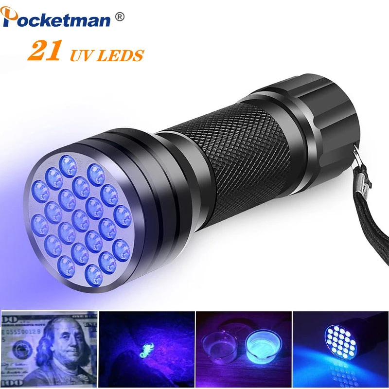 Uv Flashlight， 21led 12led Uv Light 495500nm Led Uv Flashlights For