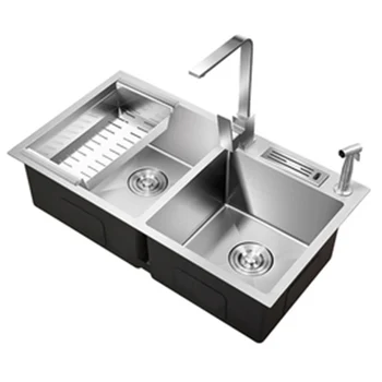 

kitchen sink stainless steel double bowl above counter or sinks vegetable washing basin 1.2mm thickness sinks kitchen