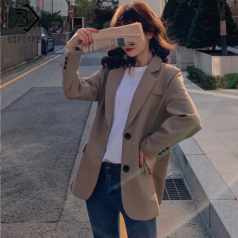 

2020 Spring New Women's Fashion Blazer Preppy Style Notched Full Sleeve Single-breasted Female Coat Elegant Tops C9D616S