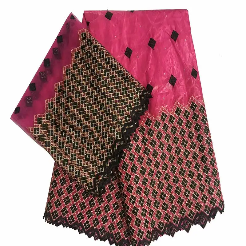 

India bazin riche getzner 2019 basin riche getzner jacquard brocade fabric with lace latest nigerian gele headtie 5+2yard KY01