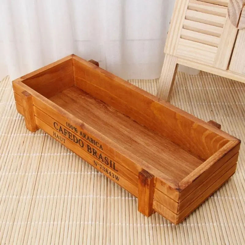 Plant pot vintage wood garden flower succulent 1pc Brown