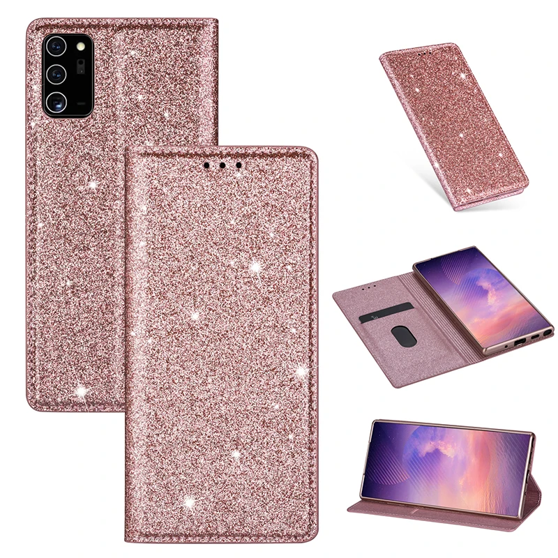 Для Samsung Note 20 Ultra A51 A71 A31 S20 S10 Plus S10E 10 + 9 8 Lite Блестящий Магнитный кошелек Флип кожаный