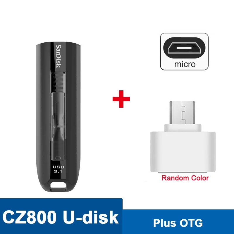 usb флешка Двойной Флеш-накопитель SanDisk CZ800 для экстремальных условий Go USB 3,1 флеш-накопитель 64 ГБ флэш-накопитель 128 ГБ Cle USB флэш-накопитель записи 150 МБ/с. для ТВ/PC/Автомобильный плеер флешки - Цвет: CZ800-Plus-OTG