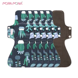 Mora Mona 5 – serviettes menstruelles réutilisables pièces/ensemble, grand flux, serviettes hygiéniques, en tissu de charbon de bambou 