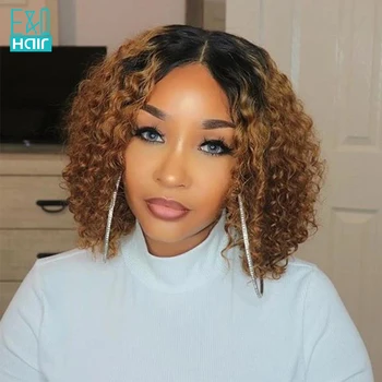 

Short BOB Curly Lace Front Wig 1B 27 Honey Blonde 13x6 Lace Front Human Hair Wigs Burgundy 1B 99J Pre Plucked Brazilian Remy Wig