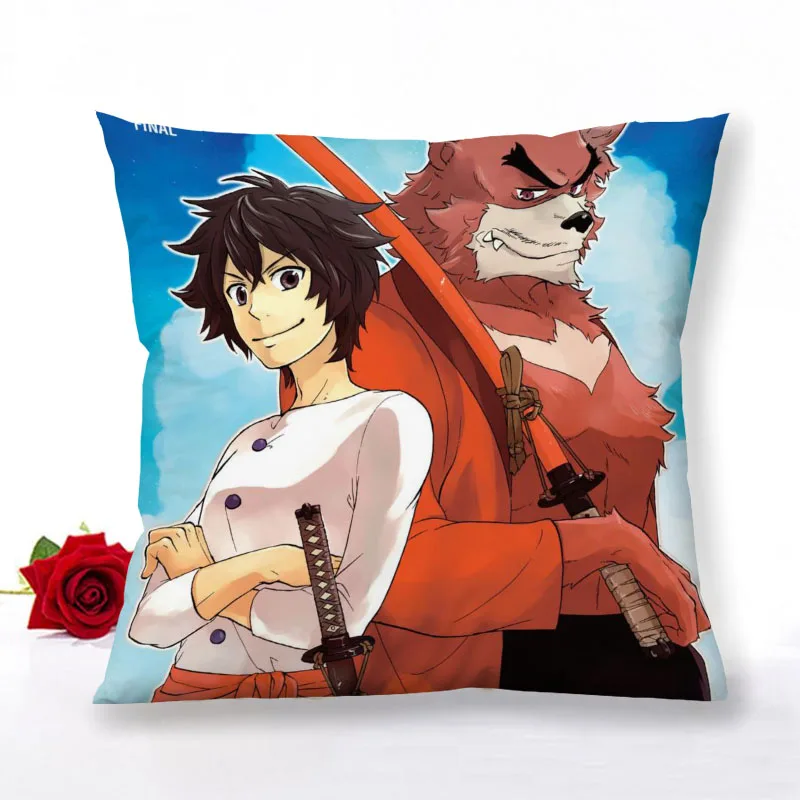 

Custom The Boy and the Beast Pillowcase Home Wedding Decoration Satin Fabric Square Zipper Pillowcase Bedroom Pillow Cover 1.15