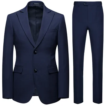 

2 Piece Set Men Business Suit New Arrival Casual Suit for Boy Plus Size Navy Blue Men Suits Blazer and Pants Party Wear 5xl 6xl