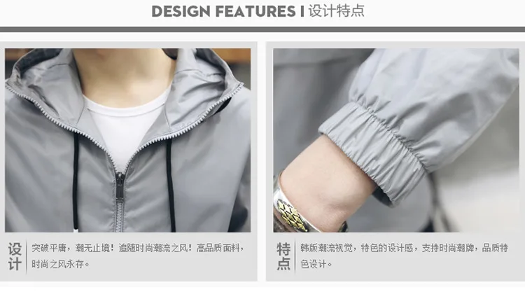 AliExpress Wish2019 весна и осень тонкое повседневное пальто с капюшоном куртка мужская одежда