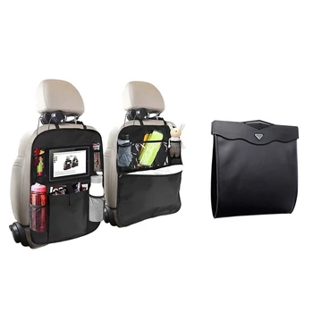 

2 Pack Backseat Organizer for Kids 2 Type (A+B) Kick Mats Back Seat & 1x Dual-Use Storage Bag Car Trash Rubbish Bin